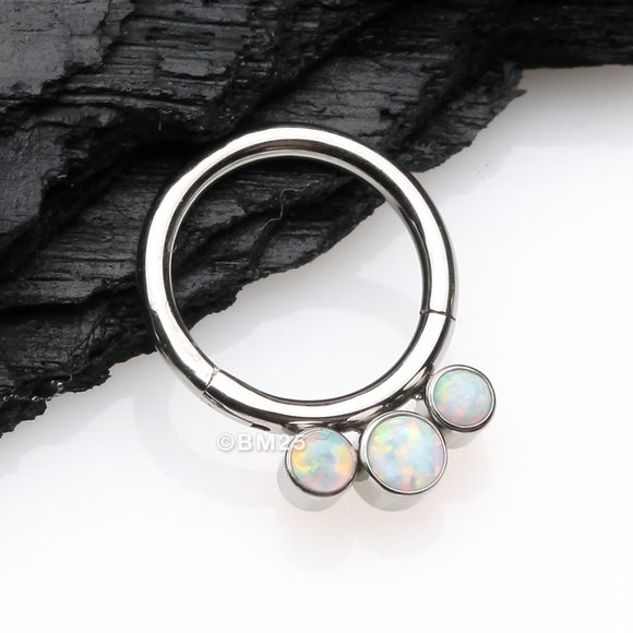 Implant Grade Titanium Triple Fire Opal Sparkle Seamless Clicker Ring - 8mm - Picture 1 of 1